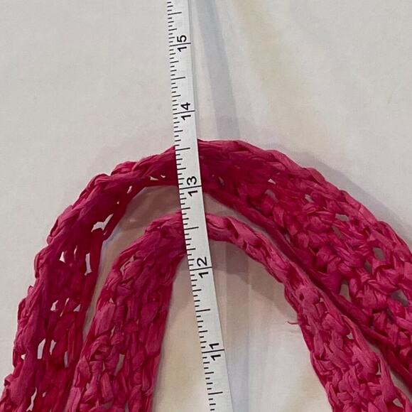 Old Navy Pink Straw/Paper Beach/Pool/Summer Crochet, Open Weave Tote Bag - Picture 8 of 9